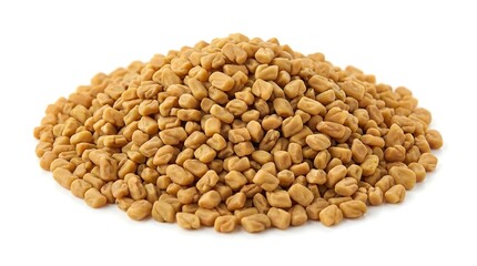 Fototapeta premium Small pile of fenugreek seeds spice isolated on white background