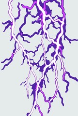 Illustration of Bright Purple Flashlightning  On White Background
