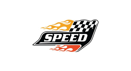 Speed Logo with Flame and Checkered Flag. © Ena