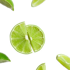 Lime slices on a black background