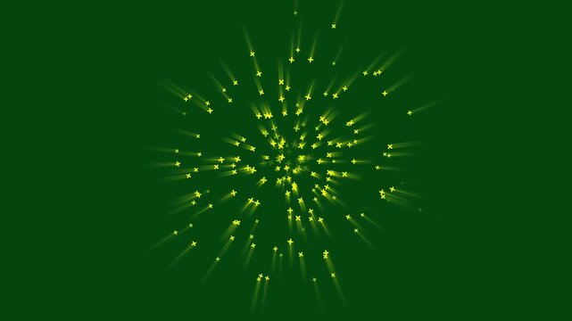 Shiny glowing twinkling stars animation with glitter motion trails and soft blinking effects on green screen background