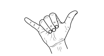 Obraz premium Cartoon Style Hand Showing Shaka Gesture on an Isolated White Background