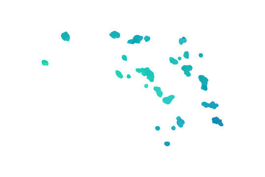Marshall Islands Map - Polygon Style Vector Illustration in Green and Blue Gradient, Low Poly Geometric Design, Isolated on White Background, Perfect for Infographics and Learning Use.
