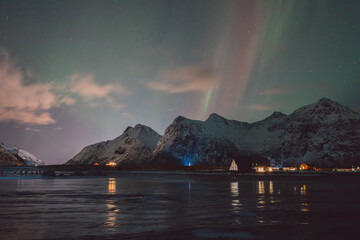 Northern lights - Norway - February arctic night sky with colorful aurora borealis © Cristian Bortes