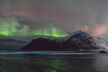 Northern lights - Norway - February arctic night sky with colorful aurora borealis © Cristian Bortes