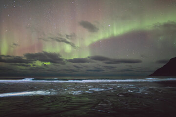 Northern lights - Norway - February arctic night sky with colorful aurora borealis © Cristian Bortes