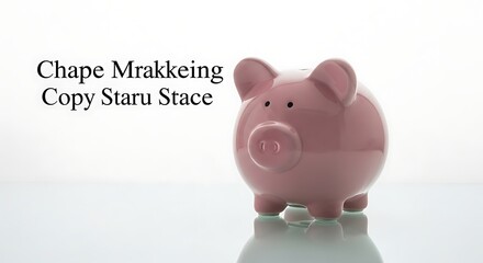 Pink Piggy Bank on White Background.