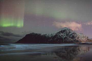 Northern lights - Norway - February arctic night sky with colorful aurora borealis © Cristian Bortes