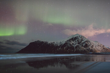 Northern lights - Norway - February arctic night sky with colorful aurora borealis © Cristian Bortes