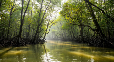 Obraz premium Quiet Mangrove Waters of the Sundarbans
