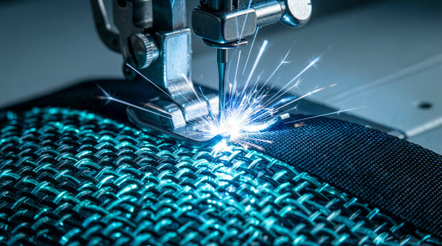 Piercing: Macro Sewing Needle Piercing Smart Fabric with Light Leak Effect Industrial Manufacturing Process