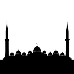 Silhouette of mosque with minarets and domes © Hussain009