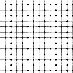 Black and White Dashed Grid with Dots Seamless Geometric Pattern Background