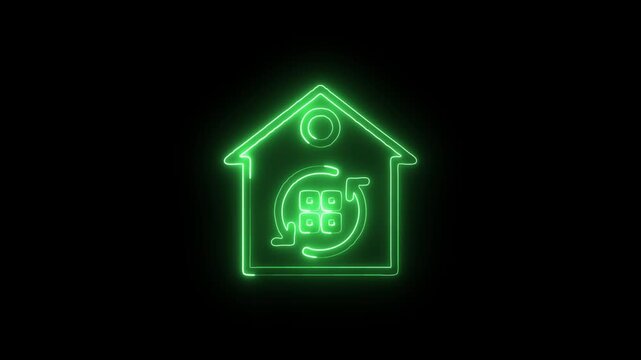 Glowing Neon Refresh Icon Isolated on Black Background. HD Video Motion Graphic Animation