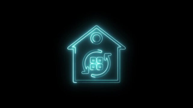 Glowing Neon Refresh Icon Isolated on Black Background. HD Video Motion Graphic Animation