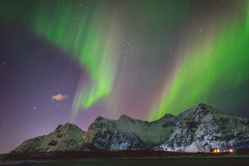 Northern lights - Norway - February arctic night sky with colorful aurora borealis © Cristian Bortes