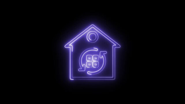 Glowing Neon Refresh Icon Isolated on Black Background. HD Video Motion Graphic Animation