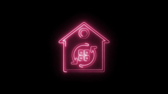 Glowing Neon Refresh Icon Isolated on Black Background. HD Video Motion Graphic Animation