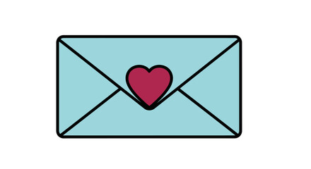 Charming Blue Envelope with Red Heart Seal Symbol of Love and Romance