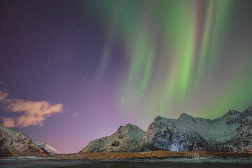 Northern lights - Norway - February arctic night sky with colorful aurora borealis © Cristian Bortes