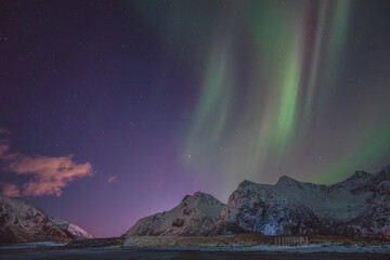 Northern lights - Norway - February arctic night sky with colorful aurora borealis © Cristian Bortes