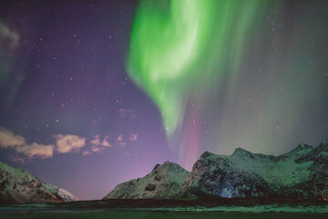 Northern lights - Norway - February arctic night sky with colorful aurora borealis © Cristian Bortes