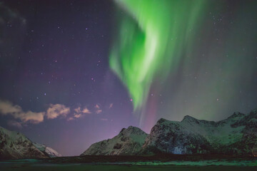 Northern lights - Norway - February arctic night sky with colorful aurora borealis © Cristian Bortes