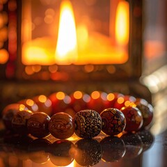 Warm Amber Beaded Bracelet Reflecting Gentle Firelight Warmth and Cozy Ambiance