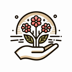 Vector illustration of flowers on hand