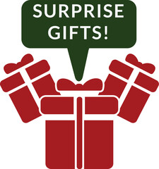Surprise Gift Tag Label Vector Illustration for Sale Promotion and Celebration Packaging