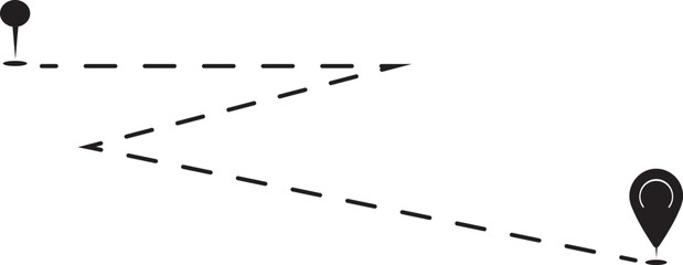 Map Location Pin Path Route Vector Illustration for GPS Navigation and Direction Concept