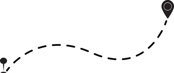 Location Pointer Path Vector Design &ndash; GPS Navigation Route Map Pin Direction Concept