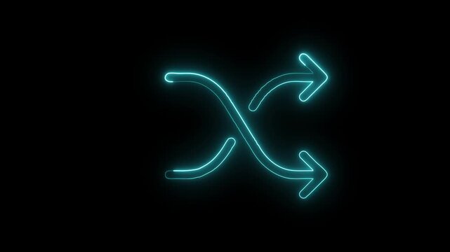 Glowing Neon Shuffle Icon Isolated on Black Background. HD Video Motion Graphic Animation
