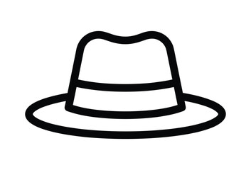 Simple black and white illustration of a fedora hat