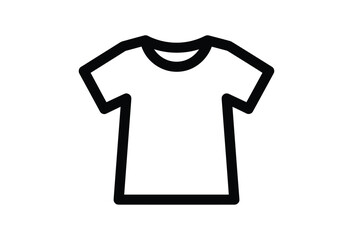 Simple black outline of a t-shirt on white background
