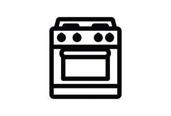 Simple black and white icon of an oven