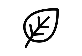 Simple black leaf icon on white background
