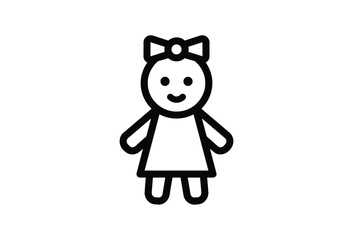 Simple black and white drawing of a smiling girl