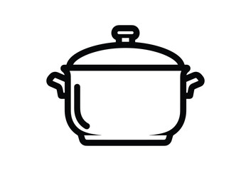 Simple Line Art of a Pot with a Lid