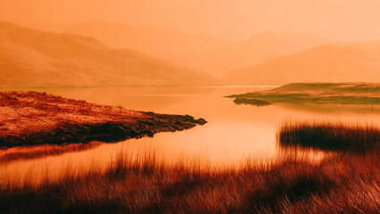 Fototapeta premium Lac au coucher du soleil