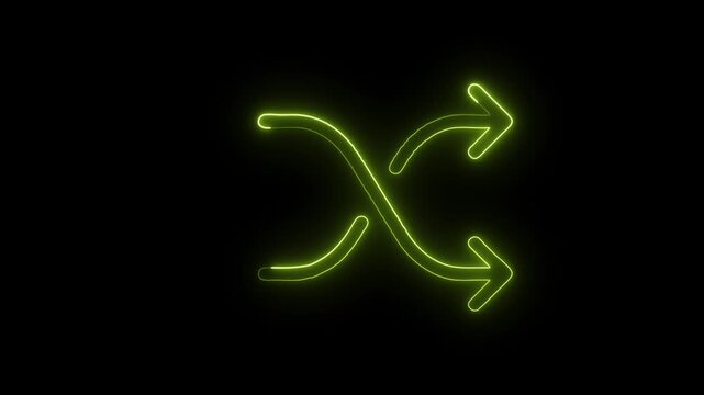 Glowing Neon Shuffle Icon Isolated on Black Background. HD Video Motion Graphic Animation
