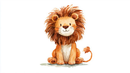 絵本のようなテイストのかわいいライオンのイラスト