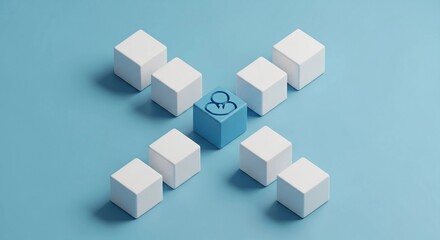 Leadership concept with unique blue cube standing out