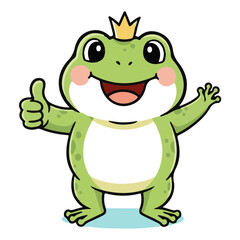 Obraz premium Happy Frog Cartoon Vector Cute Smiling Frog Character Sitting on Lily Pad Adorable Kawaii Animal Illustration Flat Design Isolated on White Background Kids Friendly Mascot Clipart silhouette vector