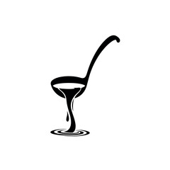 Ladle Pouring Creamy Bisque Soup Silhouette