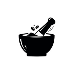 Mortar and Pestle Grinding Spices Silhouette