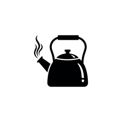 Whistling Tea Kettle with Rising Steam Silhouette