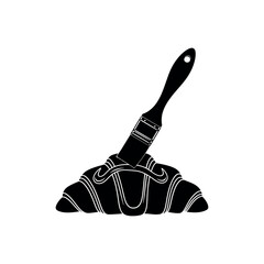 Pastry Brush Glazing Croissant Silhouette Vector