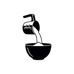 Measuring Cup Pouring Flour into Bowl Silhouette