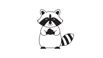 A cute cartoon raccoon illustration with a striped tail and masked face in a friendly woodland pose.